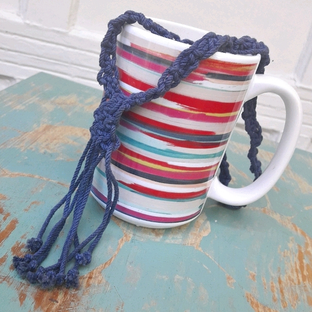 Macrame Necklace and Vintage Tie Dyed Mug Gift Set